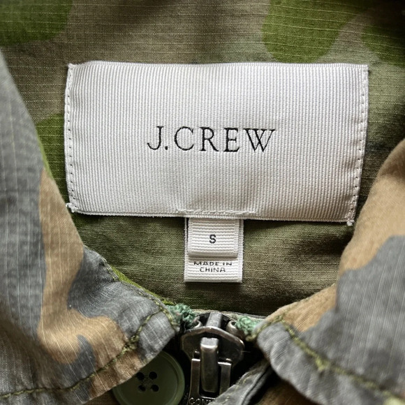 J Crew Olive Green Camouflage Field Military Jacket Women’s, Utility Pockets, S - Picture 3 of 11